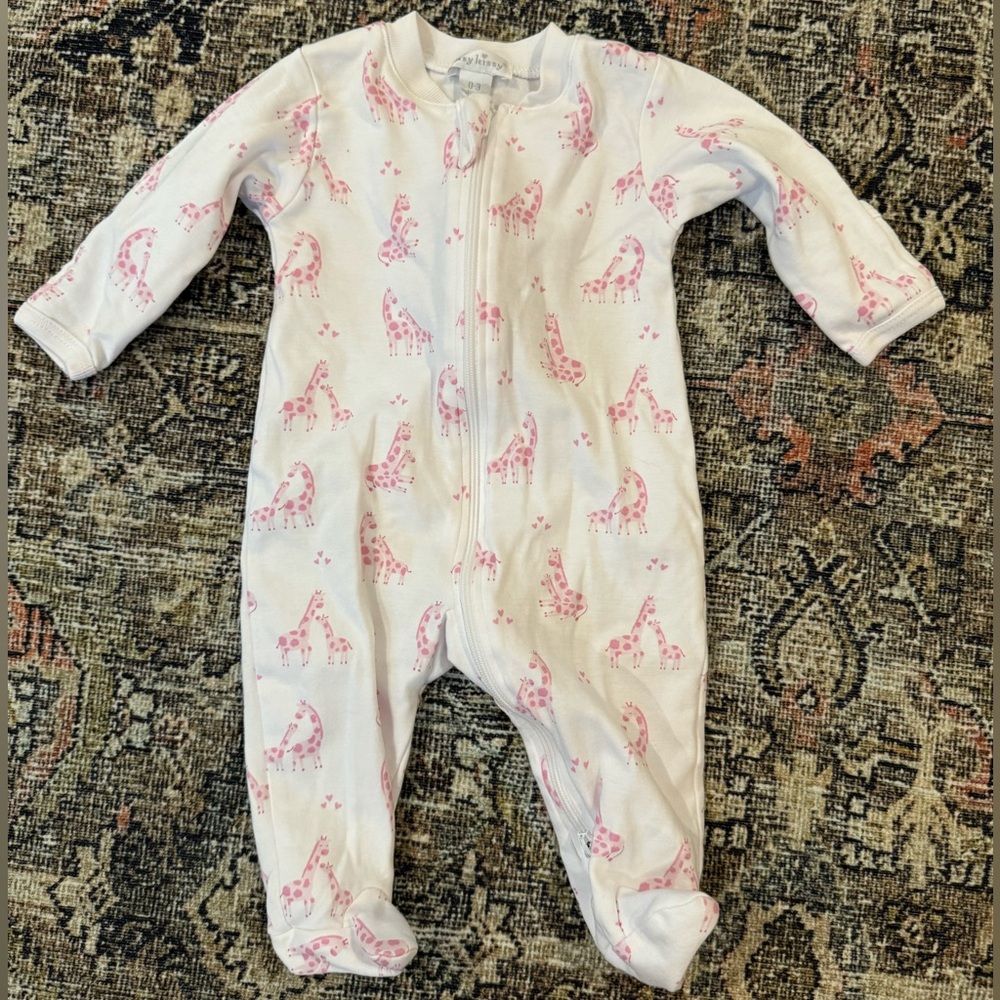 Kissy Kissy Pink Giraffe Print Kids Footie Pajamas